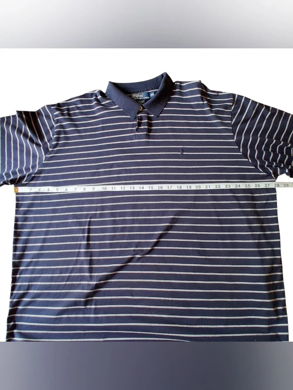 VTG Polo Ralph Lauren Mens Shirt Stripes Pima Cotton XXL Blue 90s Preppy Classic